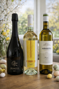 Pasen wijnpakket met Prosecco, Garganega en Rioja Blanco op paastafel